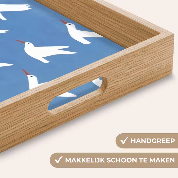 Vogels - Wit - Patroon Dienblad Rechthoek middel -USP_HandgreepNL