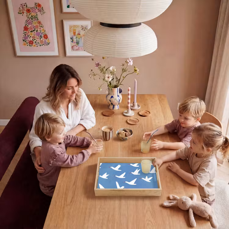 Vogels - Wit - Patroon Dienblad Rechthoek middel -sfeer4