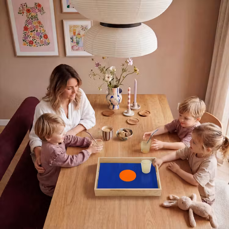 Vorm - Rond - Minimalistisch - Blauw Dienblad Rechthoek middel -sfeer4