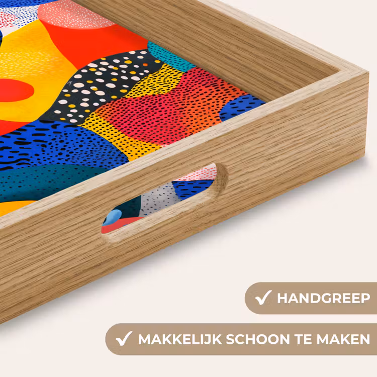 Vormen - Abstract - Stippels - Blauw Dienblad Rechthoek middel -USP_HandgreepNL