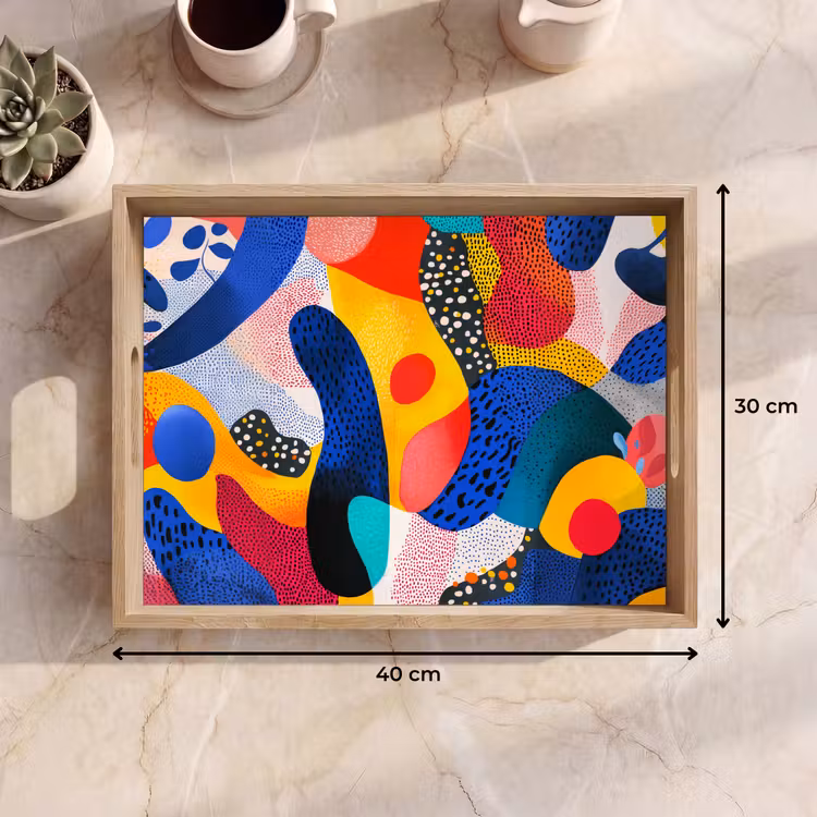 Vormen - Abstract - Stippels - Blauw Dienblad Rechthoek middel -USP_Formaat