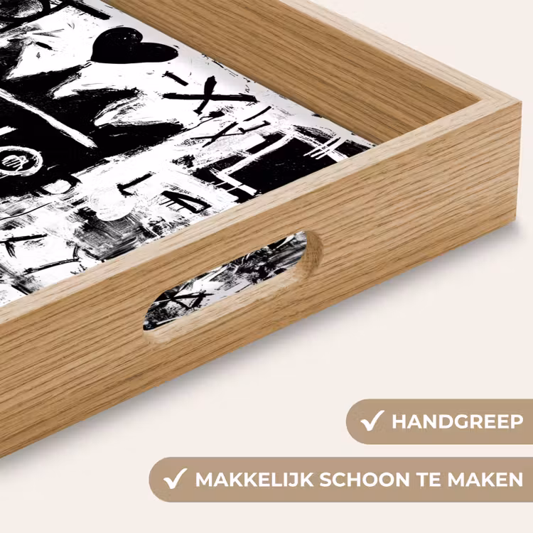 Vormen - Gezocht - Zwart - Abstract Dienblad Rechthoek middel -USP_HandgreepNL