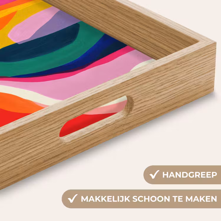 Vormen - Golvend - Abstract - Felroze Dienblad Rechthoek middel -USP_HandgreepNL