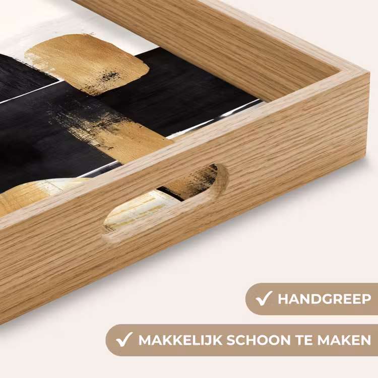 Vormen - Penseelstreken - Abstract - Goud Dienblad Rechthoek middel -USP_HandgreepNL