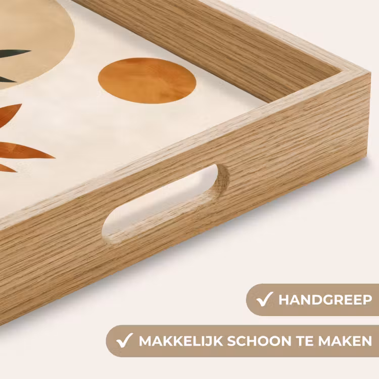 Vormen - Rond - Bladeren - Beige Dienblad Rechthoek middel -USP_HandgreepNL
