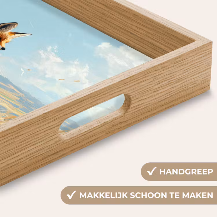 Vos - Gras - Wolken - Oranje Dienblad Rechthoek middel -USP_HandgreepNL