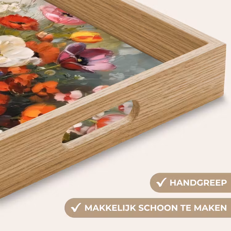 Vrolijk boeket - Dynamisch - Subtiele kleurspatten Dienblad Rechthoek middel -USP_HandgreepNL