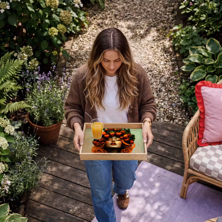 Vrouw - Aardbeien - Kroon Dienblad Rechthoek middel -sfeer5