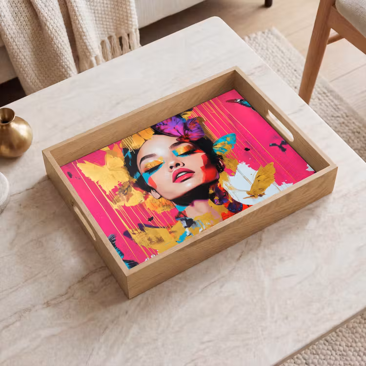 Vrouw - Abstract - Kleurrijk Dienblad Rechthoek middel -sfeer1