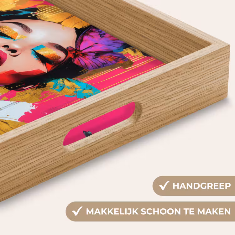 Vrouw - Abstract - Kleurrijk Dienblad Rechthoek middel -USP_HandgreepNL