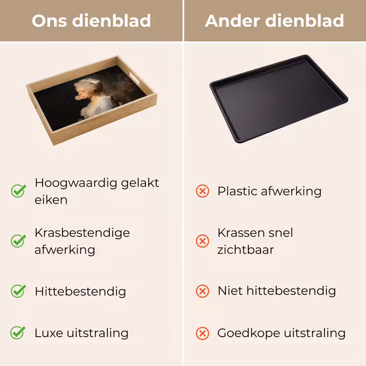 Vrouw - Barokjurk - Kauwgom Dienblad Rechthoek middel -USP_VergelijkingNL