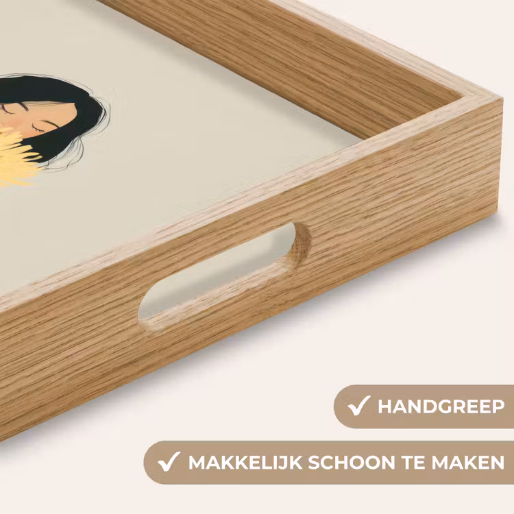 Vrouw - Bloem - Geel - Minimalistisch Dienblad Rechthoek middel -USP_HandgreepNL