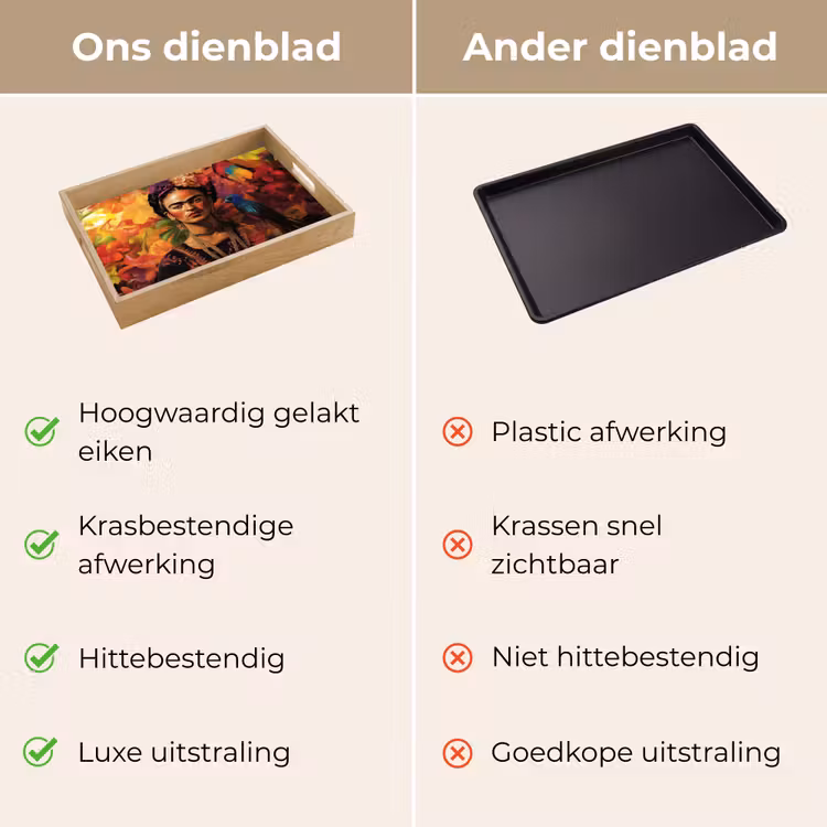 Vrouw - Bloemen - Papegaai - Schilderachtig Dienblad Rechthoek middel -USP_VergelijkingNL