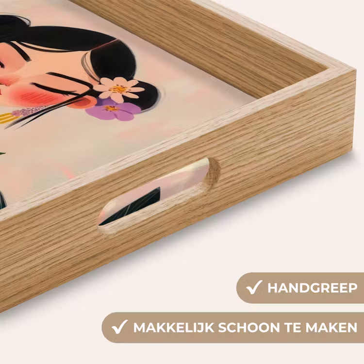 Vrouw - Bloemen - Pastel Dienblad Rechthoek middel -USP_HandgreepNL