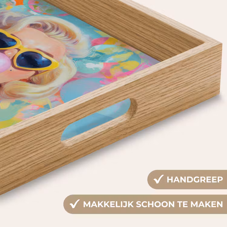 Vrouw - Blond - Roze kauwgom - Kleurrijk - Pastel Dienblad Rechthoek middel -USP_HandgreepNL