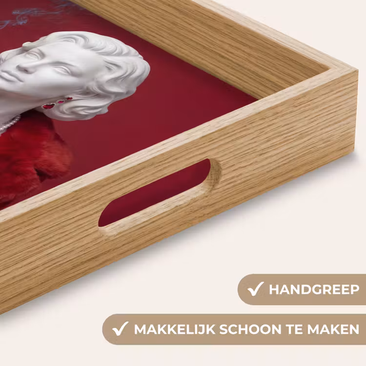 Vrouw - Bontjas - Mode - Klassiek - Rood Dienblad Rechthoek middel -USP_HandgreepNL