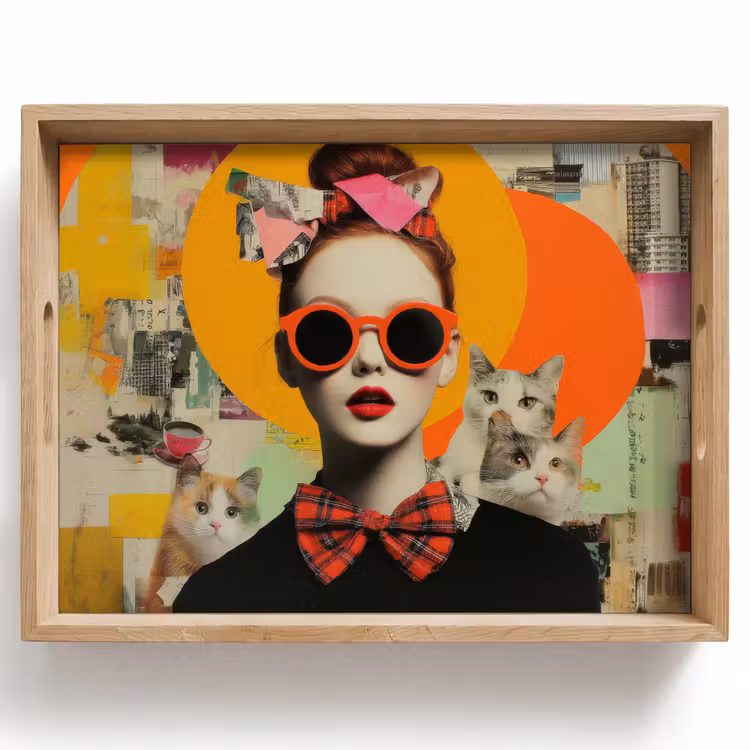 Vrouw - Bril - Strik - Retro Dienblad Rechthoek middel -z3d_shopping