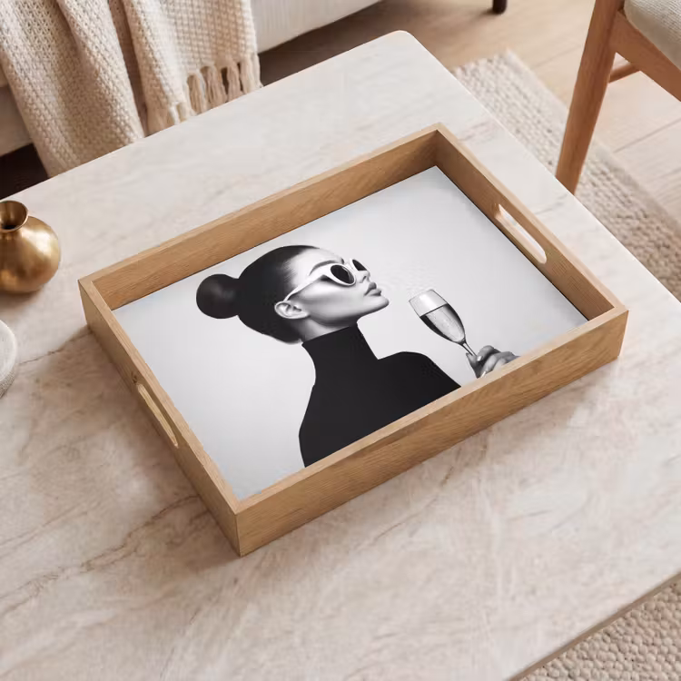 Vrouw - Champagne - Modern Dienblad Rechthoek middel -sfeer1