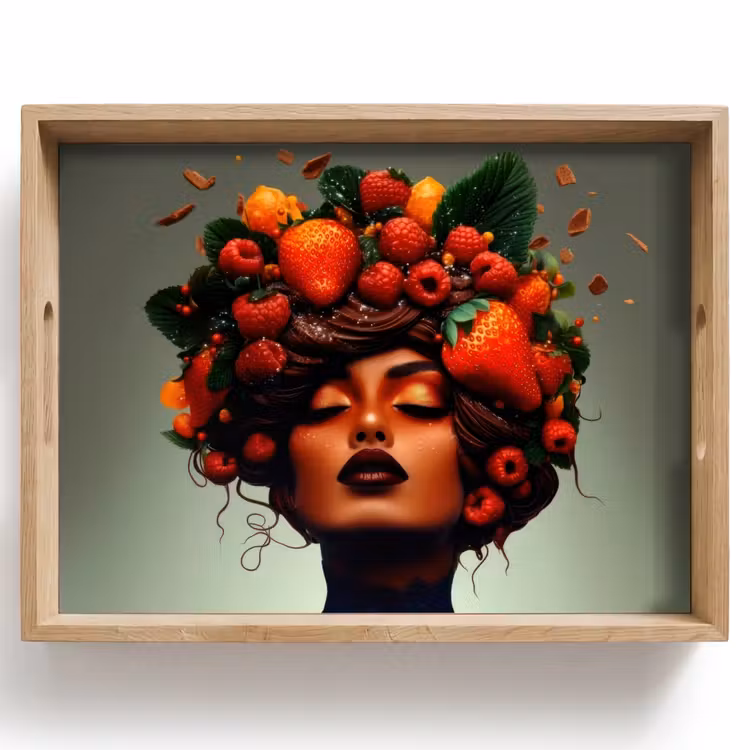 Vrouw - Chocolade - Frambozen - Aardbeien - Koekjes Dienblad Rechthoek middel -z3d_shopping