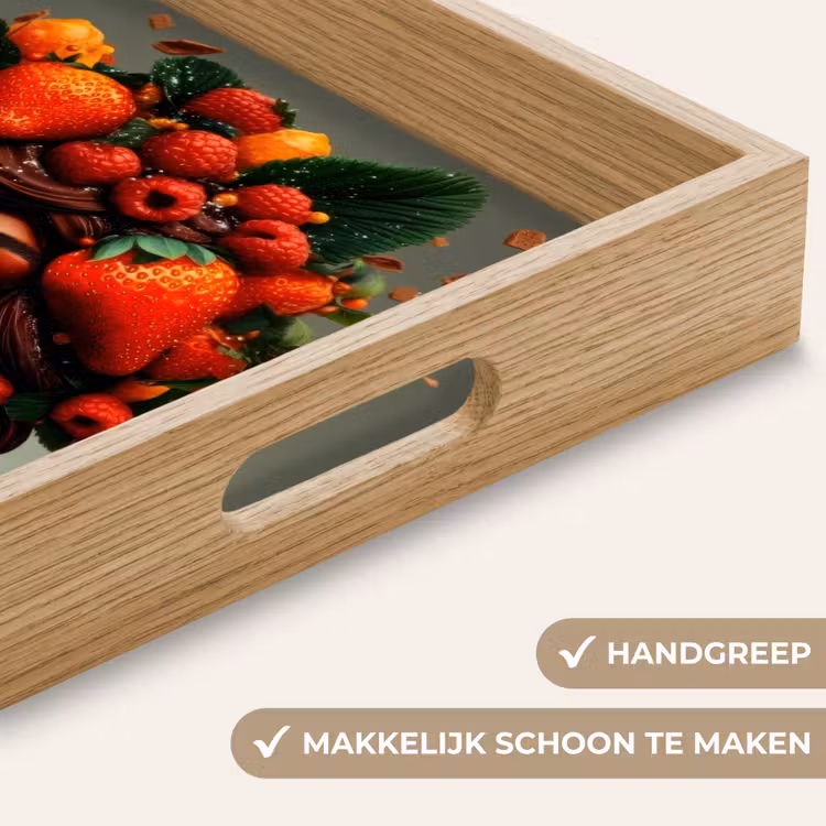 Vrouw - Chocolade - Frambozen - Aardbeien - Koekjes Dienblad Rechthoek middel -USP_HandgreepNL