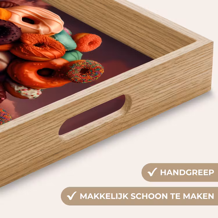 Vrouw - Donuts - Kleurrijk Dienblad Rechthoek middel -USP_HandgreepNL
