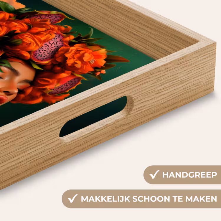 Vrouw - Drankenfruit - Rozen Dienblad Rechthoek middel -USP_HandgreepNL