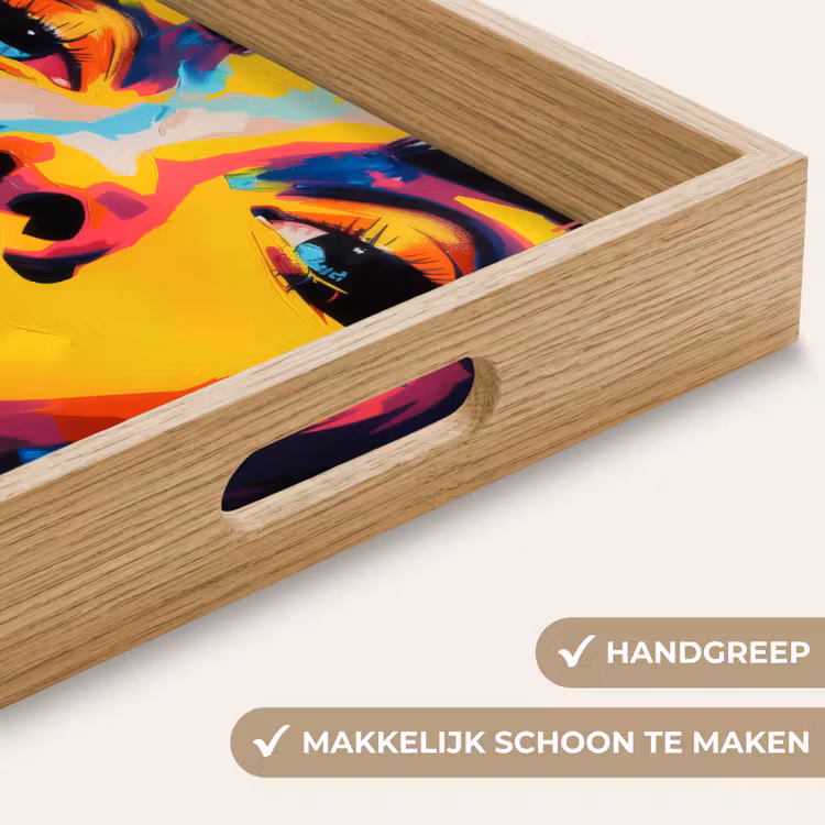 Vrouw - Gezicht - Kleurrijk Dienblad Rechthoek middel -USP_HandgreepNL