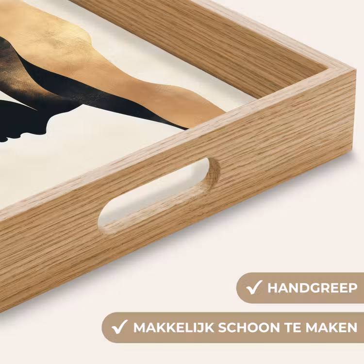 Vrouw - Golven - Zwart Dienblad Rechthoek middel -USP_HandgreepNL