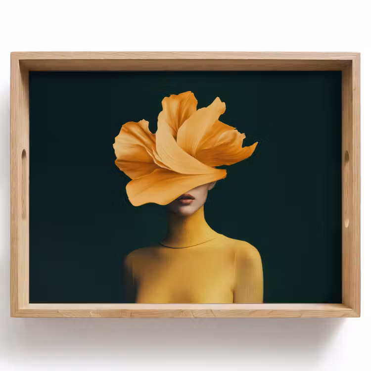 Vrouw - Hoed - Geel Dienblad Rechthoek middel -z3d_shopping