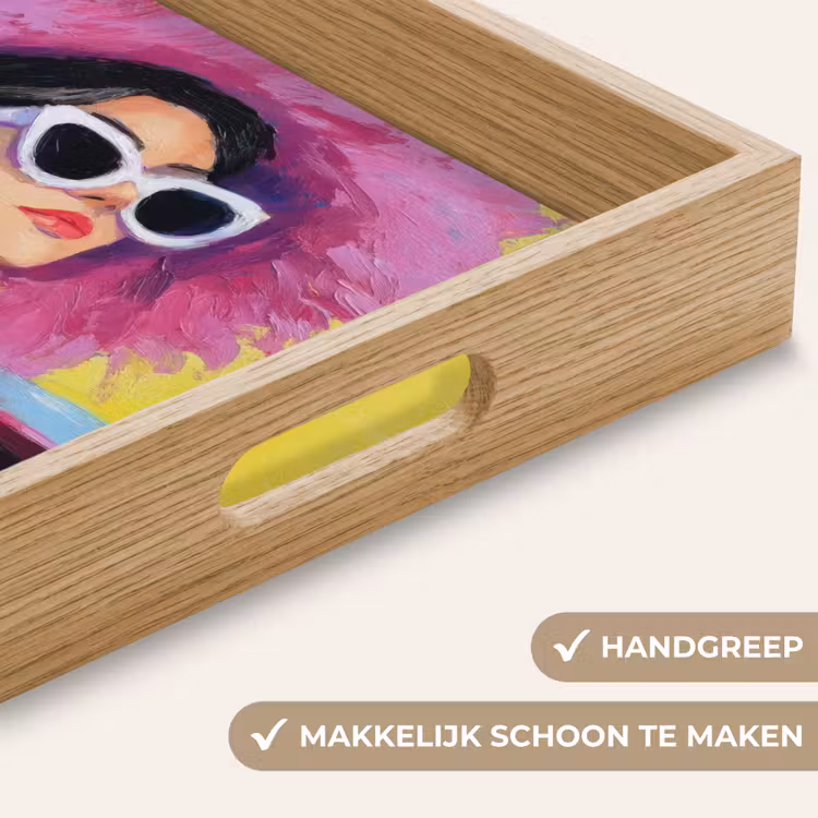 Vrouw - Hoed - Paars - Wijn Dienblad Rechthoek middel -USP_HandgreepNL