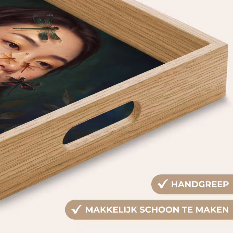 Vrouw - Insecten - Natuur - Portret - Groen Dienblad Rechthoek middel -USP_HandgreepNL