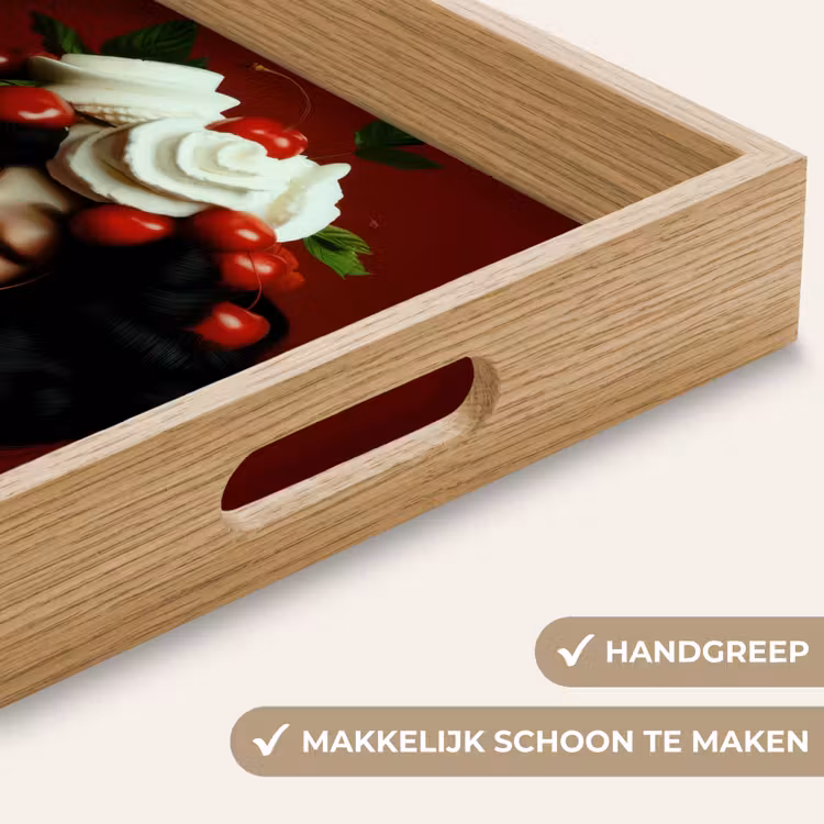 Vrouw - Kersen - Slagroom Dienblad Rechthoek middel -USP_HandgreepNL