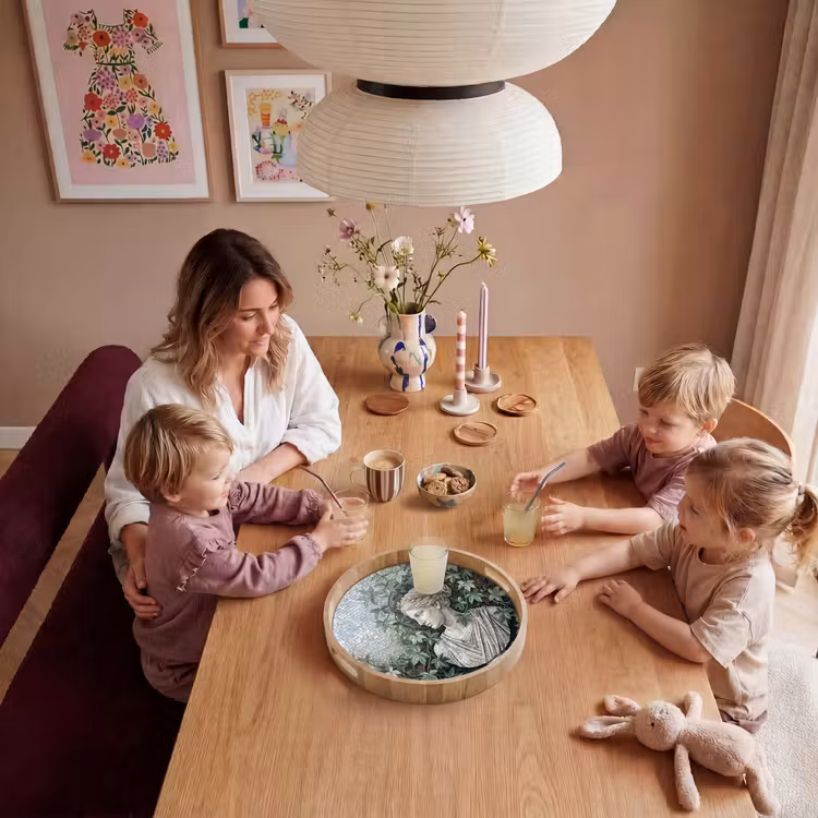 Vrouw - Klassiek - Mozaiëk - Natuur - Groen Dienblad Rond middel -sfeer4