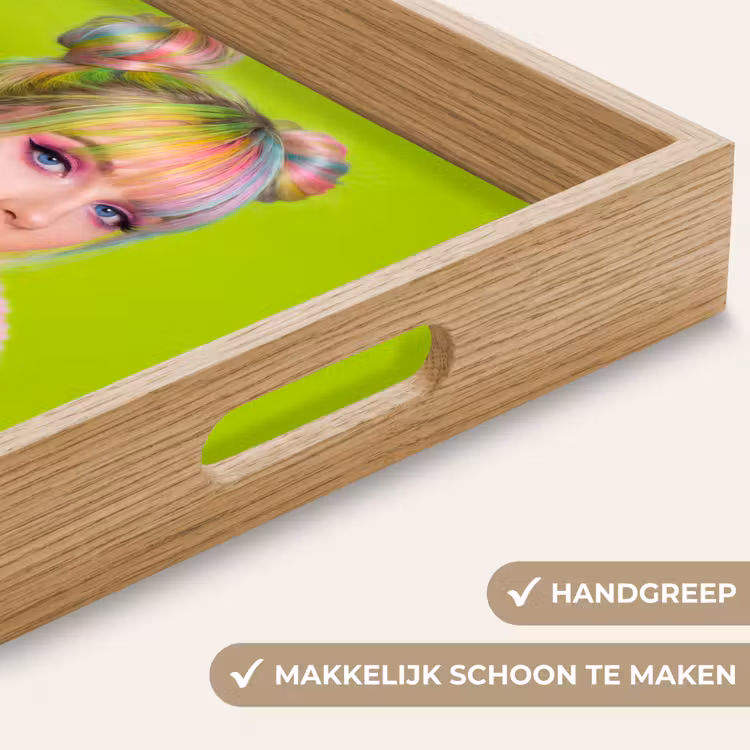 Vrouw - Kleurrijk haar - Pop art - Modern - Levendig Dienblad Rechthoek middel -USP_HandgreepNL