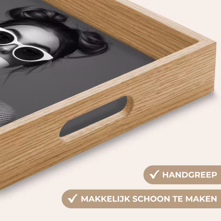 Vrouw - Koffie - Zwart - Wit Dienblad Rechthoek middel -USP_HandgreepNL