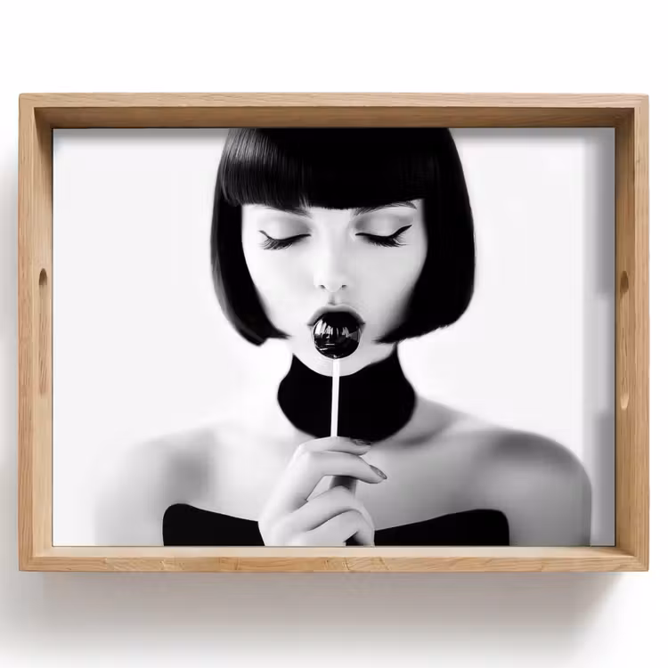 Vrouw - Lolly - Zwart - Wit Dienblad Rechthoek middel -z3d_shopping