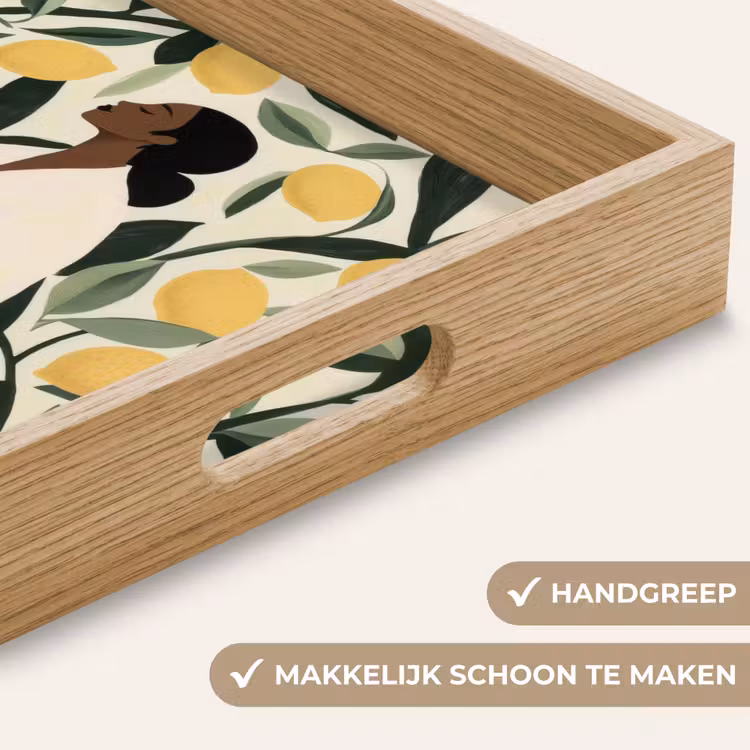 Vrouw - Mand - Citroenen - Bladeren Dienblad Rechthoek middel -USP_HandgreepNL