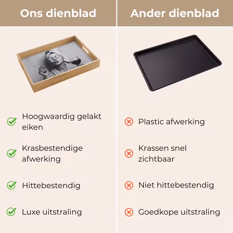 Vrouw - Masker - Wijn - Sigaret Dienblad Rechthoek middel -USP_VergelijkingNL