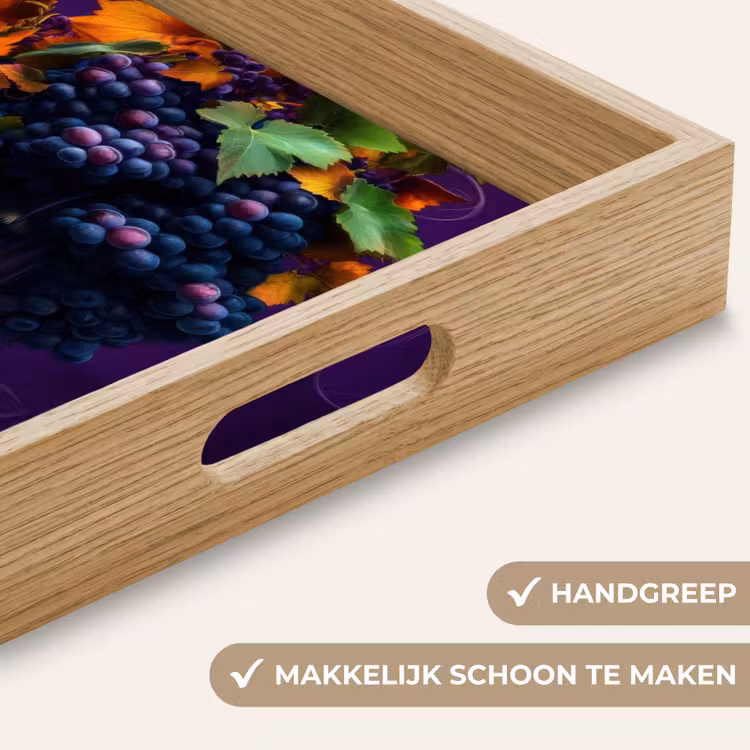 Vrouw - Paars - Druiven Dienblad Rechthoek middel -USP_HandgreepNL