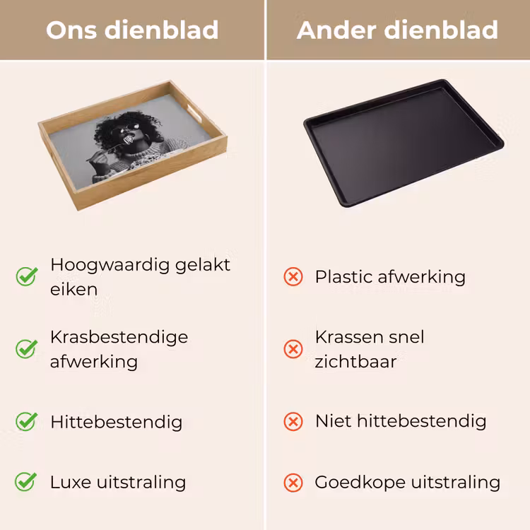 Vrouw - Pasta - Zwart - Wit Dienblad Rechthoek middel -USP_VergelijkingNL