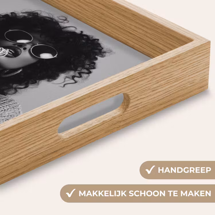 Vrouw - Pasta - Zwart - Wit Dienblad Rechthoek middel -USP_HandgreepNL