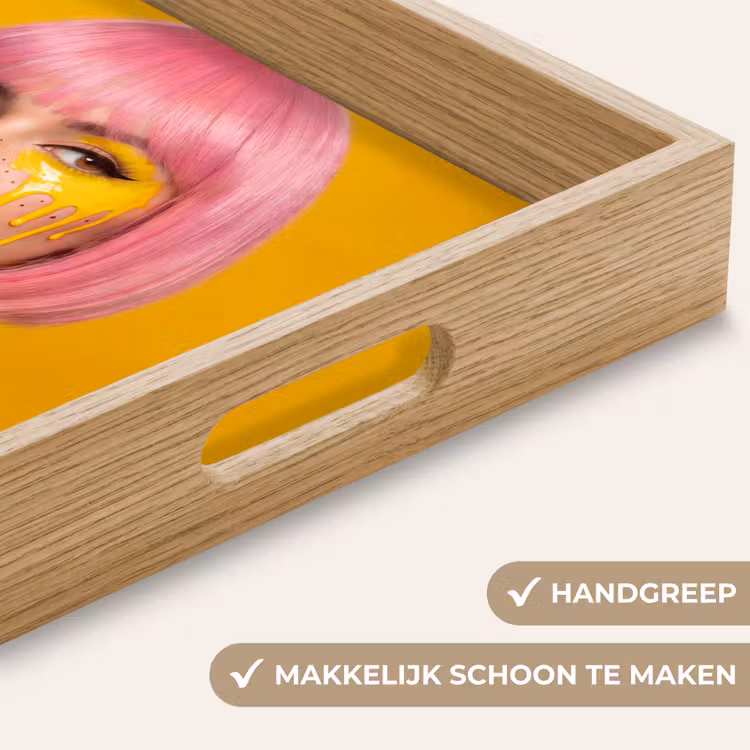 Vrouw - Portret - Abstract - Kleurrijk - Geel Dienblad Rechthoek middel -USP_HandgreepNL