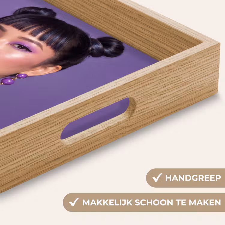 Vrouw - Portret - Make-up - Paars - Levendig Dienblad Rechthoek middel -USP_HandgreepNL