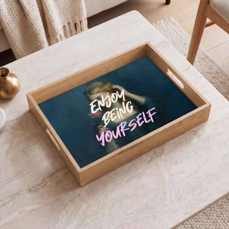 Vrouw - Roos - Quote Dienblad Rechthoek middel -sfeer1
