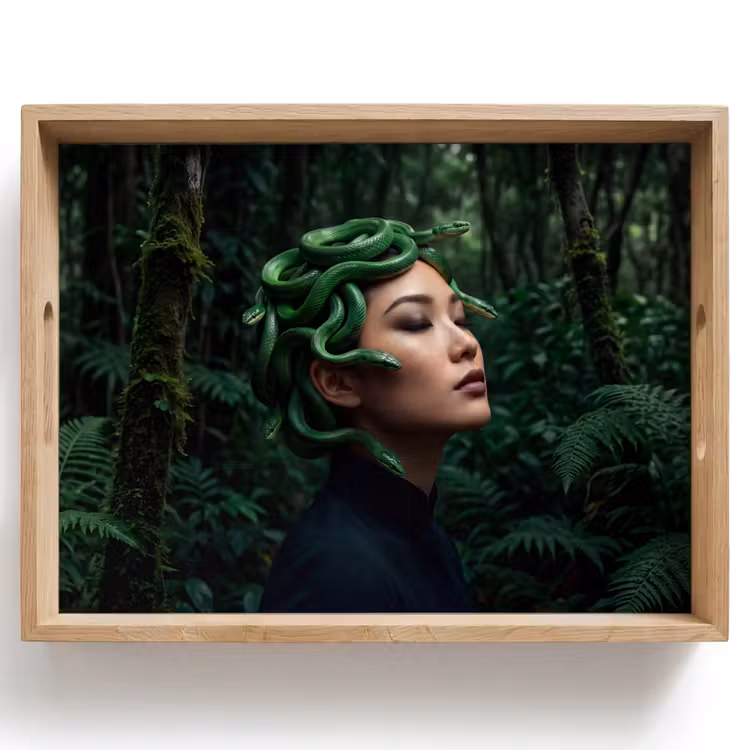 Vrouw - Slang - Natuur - Mystiek - Groen Dienblad Rechthoek middel -z3d_shopping
