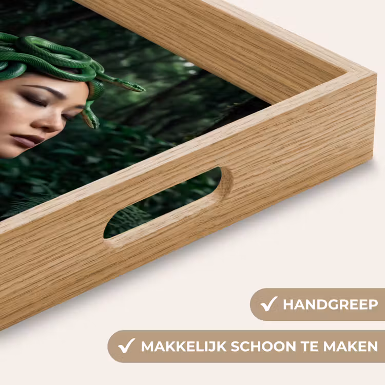 Vrouw - Slang - Natuur - Mystiek - Groen Dienblad Rechthoek middel -USP_HandgreepNL