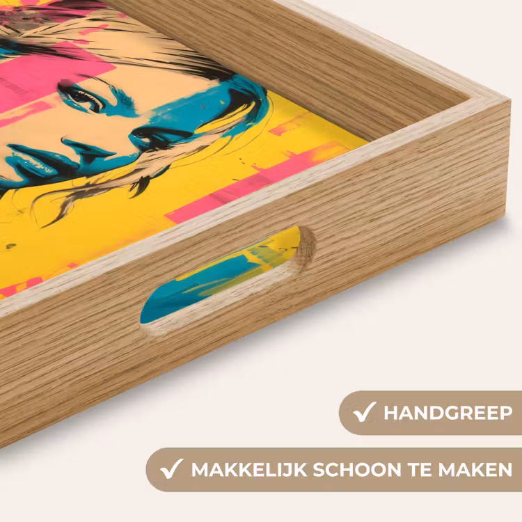Vrouw - Verfstrepen - Gekleurd Dienblad Rechthoek middel -USP_HandgreepNL