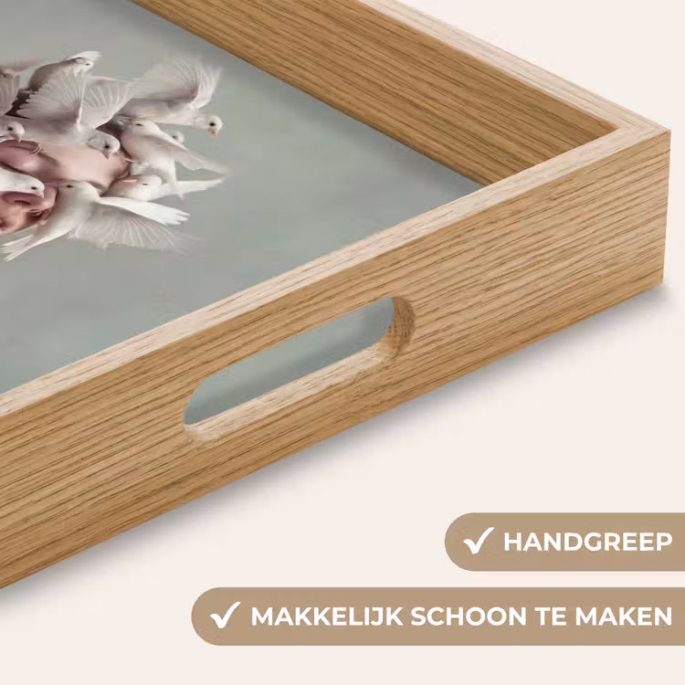 Vrouw - Vogels - Abstract - Modern - Wit Dienblad Rechthoek middel -USP_HandgreepNL