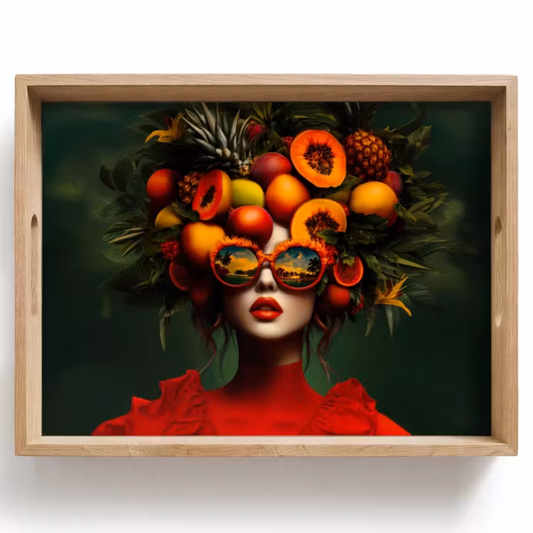 Vrouw - Vruchten - Papaja - Ananas Dienblad Rechthoek middel -z3d_shopping