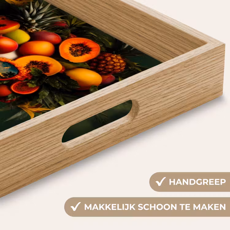 Vrouw - Vruchten - Papaja - Ananas Dienblad Rechthoek middel -USP_HandgreepNL